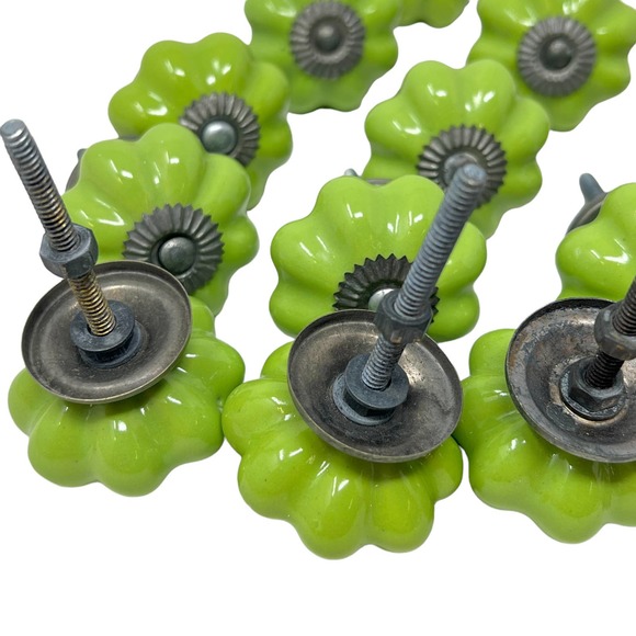 Vintage Ceramic Green Flower Drawer Pull Handles Lot‎ of 14 - Picture 2 of 3